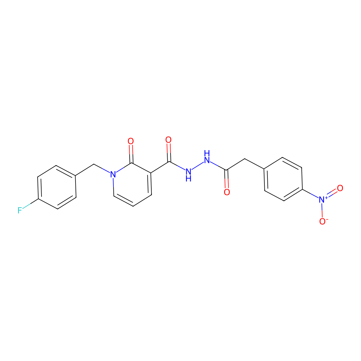 1-(4-fluorobenzyl)-N'-(2-(4-nitrophenyl)acetyl)-2-oxo-1,2-dihydropyridine-3-carbohydrazide molecular structure, CAS 1105212-20-1