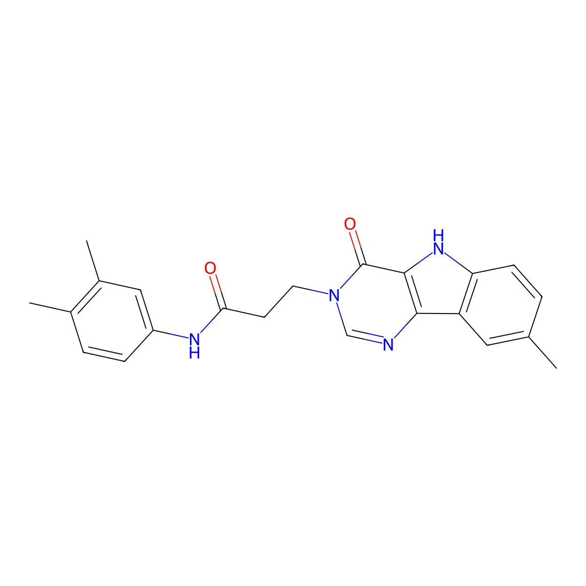 N-(3,4-dimethylphenyl)-3-(8-methyl-4-oxo-4,5-dihydro-3H-pyrimido[5,4-b]indol-3-yl)propanamide molecular structure, CAS 1105212-26-7