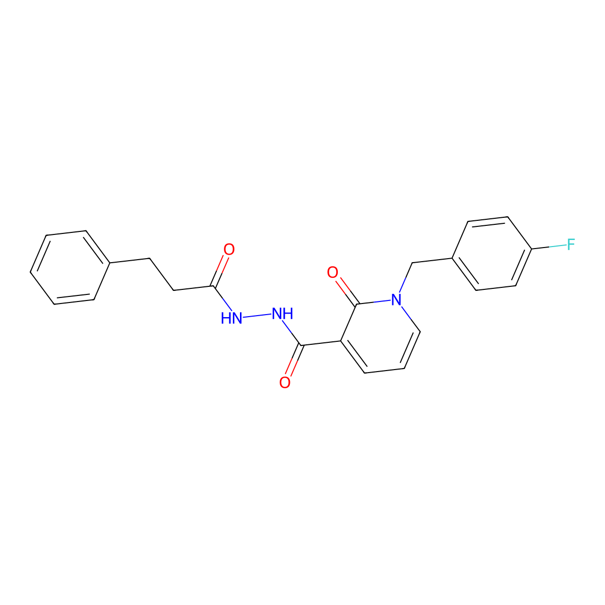 1-(4-fluorobenzyl)-2-oxo-N'-(3-phenylpropanoyl)-1,2-dihydropyridine-3-carbohydrazide molecular structure, CAS 1105212-27-8