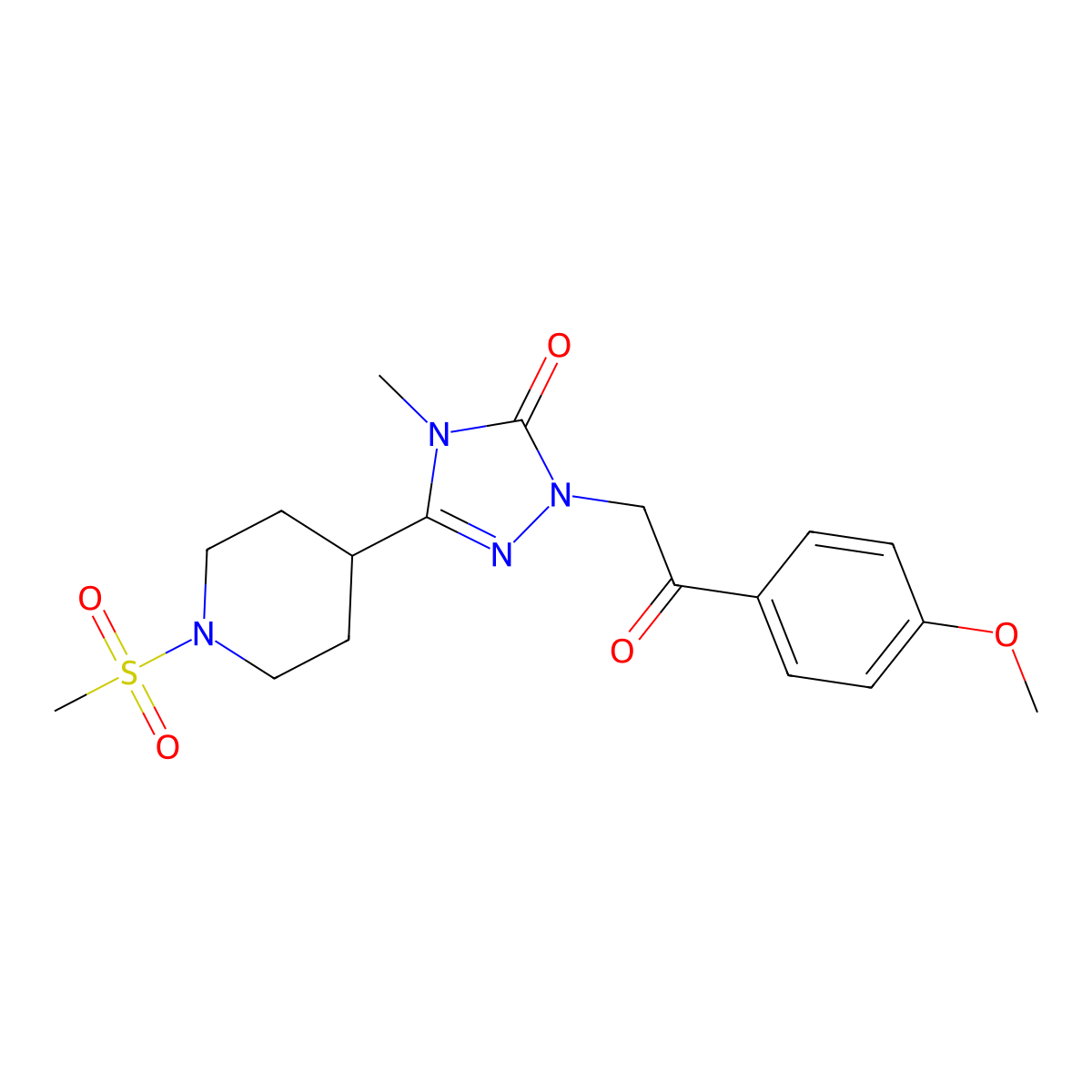 1-(2-(4-methoxyphenyl)-2-oxoethyl)-4-methyl-3-(1-(methylsulfonyl)piperidin-4-yl)-1H-1,2,4-triazol-5(4H)-one molecular structure, CAS 1105212-30-3