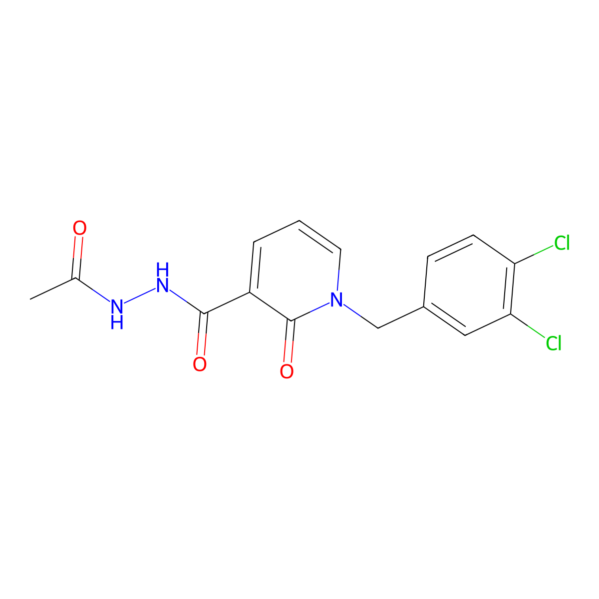 N'-acetyl-1-(3,4-dichlorobenzyl)-2-oxo-1,2-dihydropyridine-3-carbohydrazide molecular structure, CAS 1105212-34-7