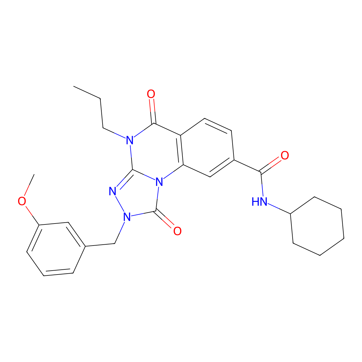 N-cyclohexyl-2-[(3-methoxyphenyl)methyl]-1,5-dioxo-4-propyl-1H,2H,4H,5H-[1,2,4]triazolo[4,3-a]quinazoline-8-carboxamide molecular structure, CAS 1105212-36-9