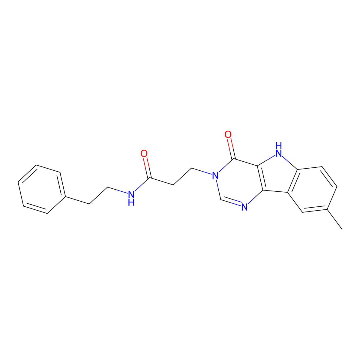3-(8-methyl-4-oxo-4,5-dihydro-3H-pyrimido[5,4-b]indol-3-yl)-N-phenethylpropanamide molecular structure, CAS 1105212-39-2