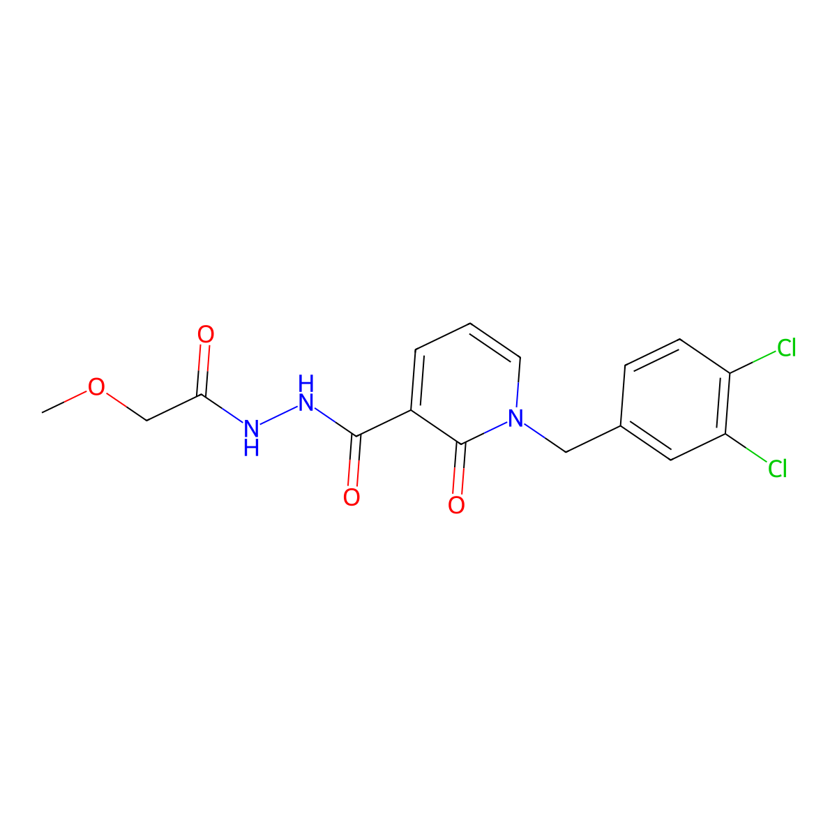 1-(3,4-dichlorobenzyl)-N'-(2-methoxyacetyl)-2-oxo-1,2-dihydropyridine-3-carbohydrazide molecular structure, CAS 1105212-40-5