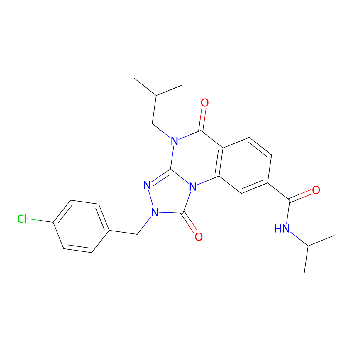 2-(4-chlorobenzyl)-4-isobutyl-N-isopropyl-1,5-dioxo-1,2,4,5-tetrahydro[1,2,4]triazolo[4,3-a]quinazoline-8-carboxamide molecular structure, CAS 1105212-42-7