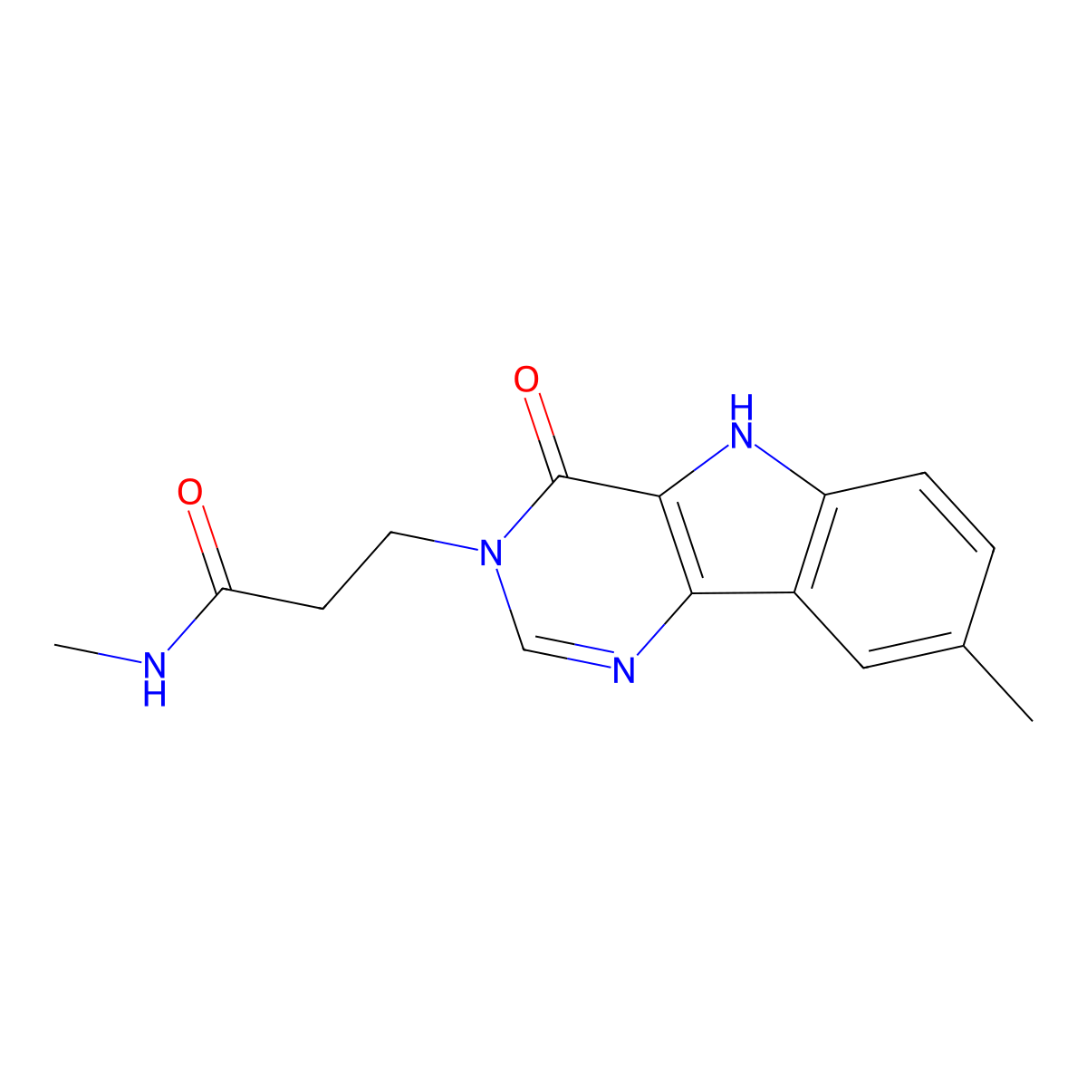 N-methyl-3-{8-methyl-4-oxo-3H,4H,5H-pyrimido[5,4-b]indol-3-yl}propanamide molecular structure, CAS 1105212-45-0