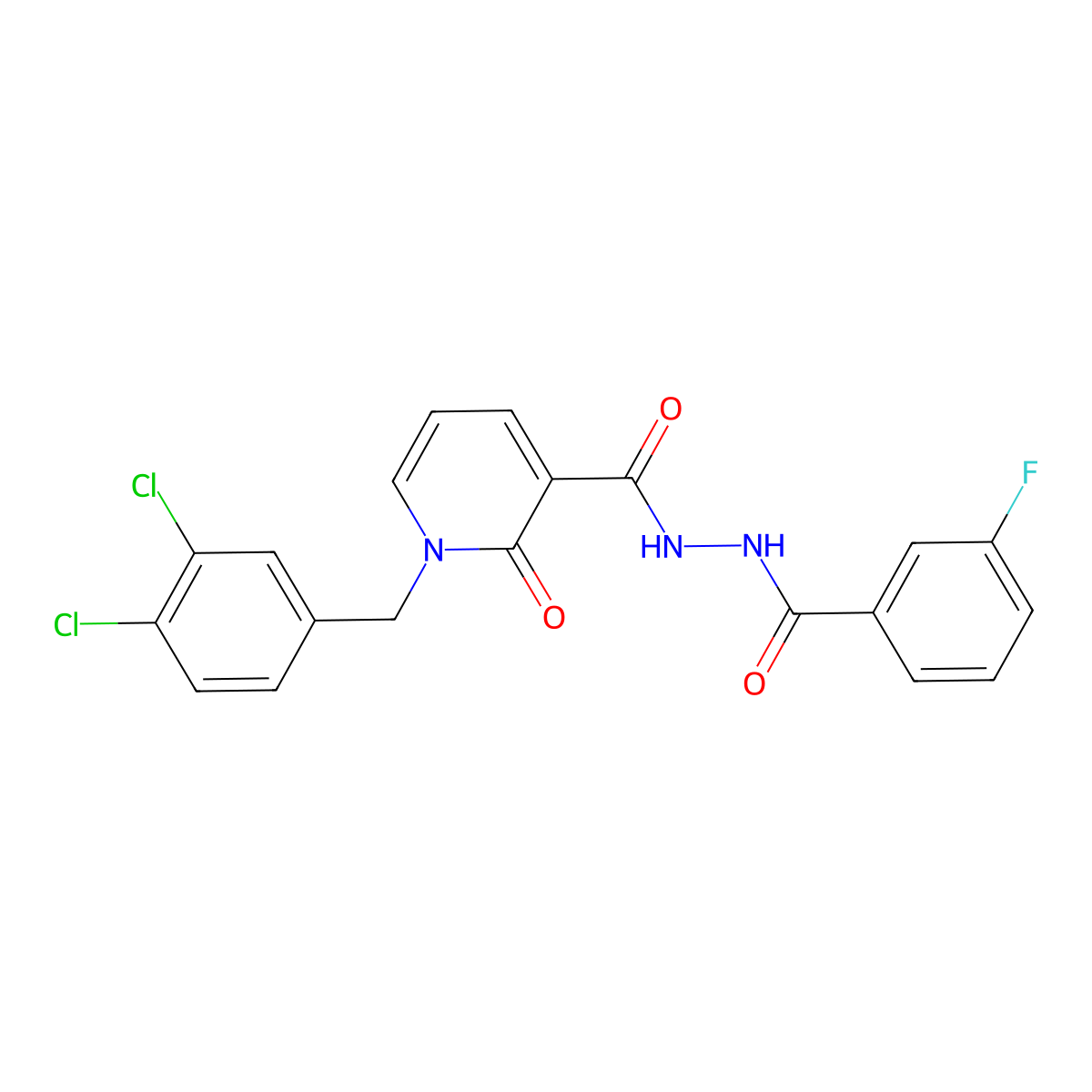 1-(3,4-dichlorobenzyl)-N'-(3-fluorobenzoyl)-2-oxo-1,2-dihydropyridine-3-carbohydrazide molecular structure, CAS 1105212-46-1
