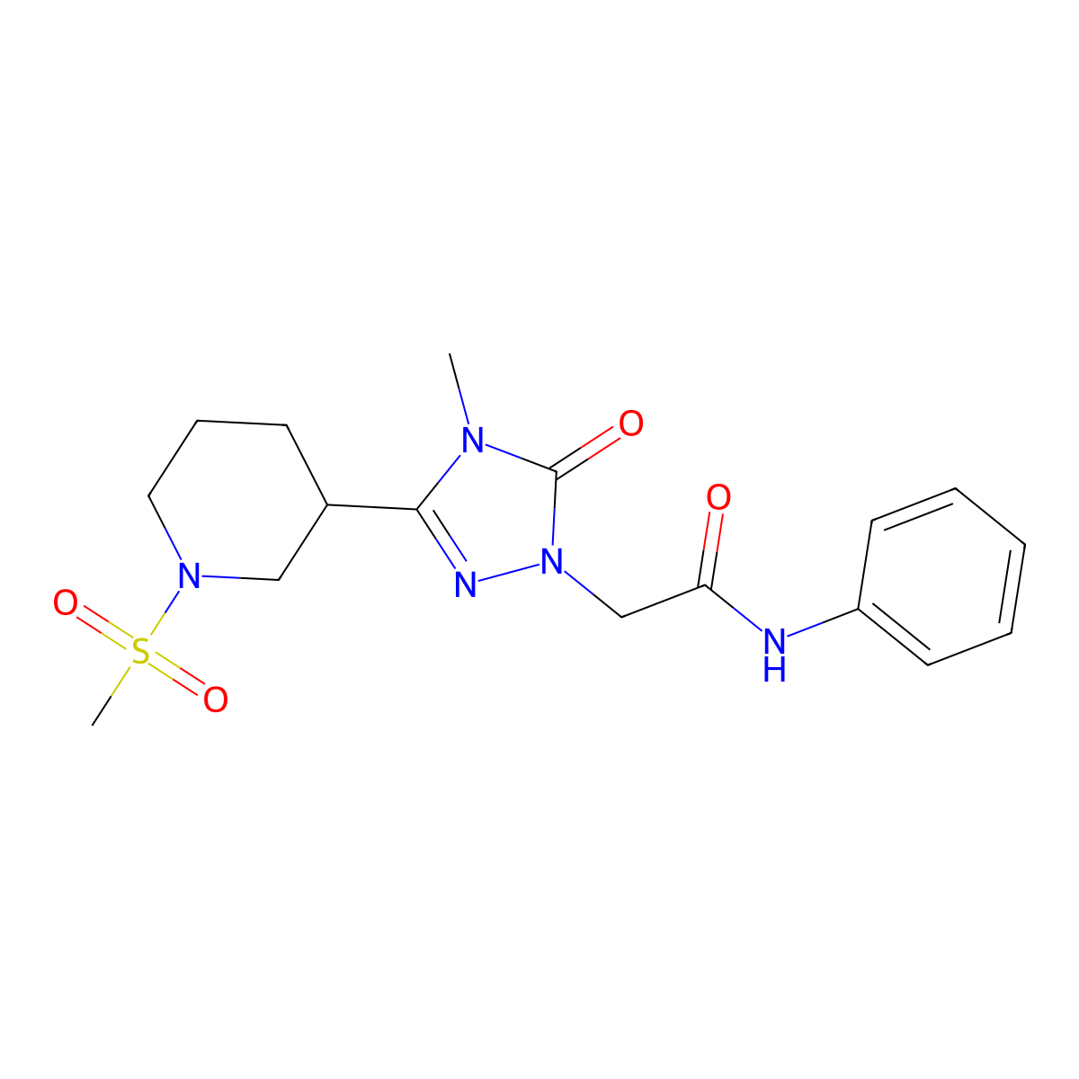 2-(4-methyl-3-(1-(methylsulfonyl)piperidin-3-yl)-5-oxo-4,5-dihydro-1H-1,2,4-triazol-1-yl)-N-phenylacetamide molecular structure, CAS 1105212-49-4