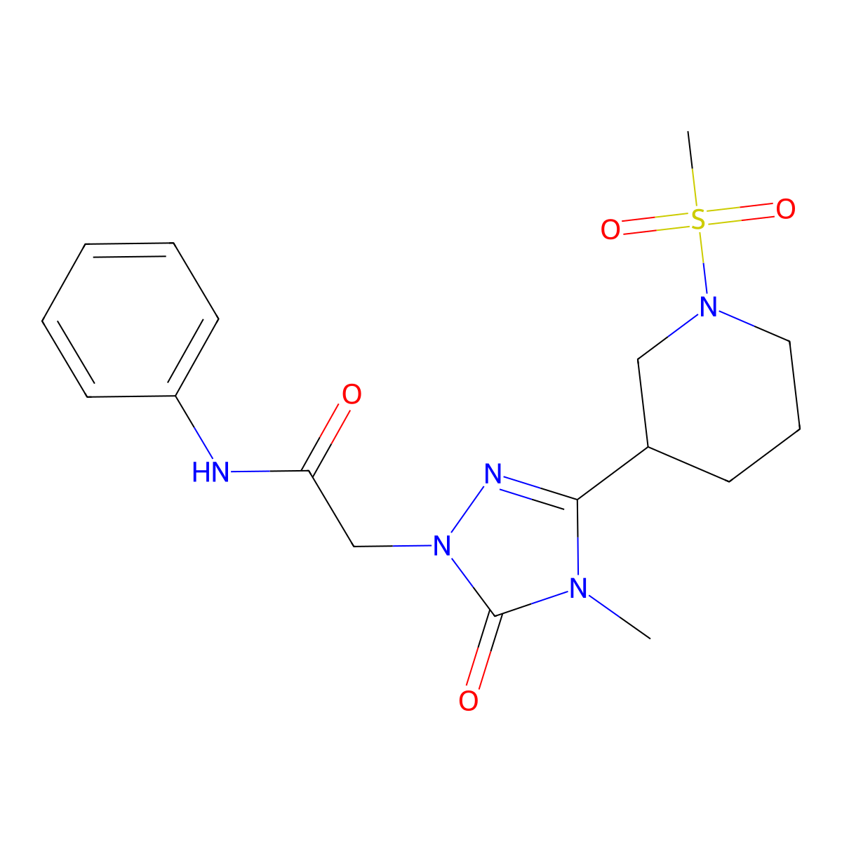 2-(4-methyl-3-(1-(methylsulfonyl)piperidin-3-yl)-5-oxo-4,5-dihydro-1H-1,2,4-triazol-1-yl)-N-phenylacetamide molecular structure, CAS 1105212-49-4