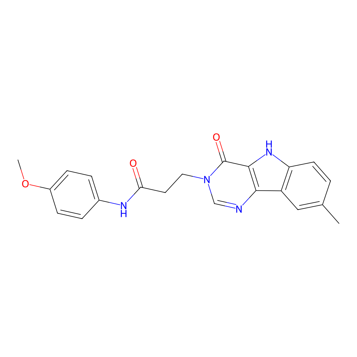 N-(4-methoxyphenyl)-3-(8-methyl-4-oxo-4,5-dihydro-3H-pyrimido[5,4-b]indol-3-yl)propanamide molecular structure, CAS 1105212-51-8