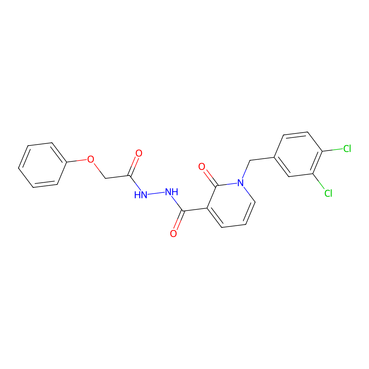1-(3,4-dichlorobenzyl)-2-oxo-N'-(2-phenoxyacetyl)-1,2-dihydropyridine-3-carbohydrazide molecular structure, CAS 1105212-52-9