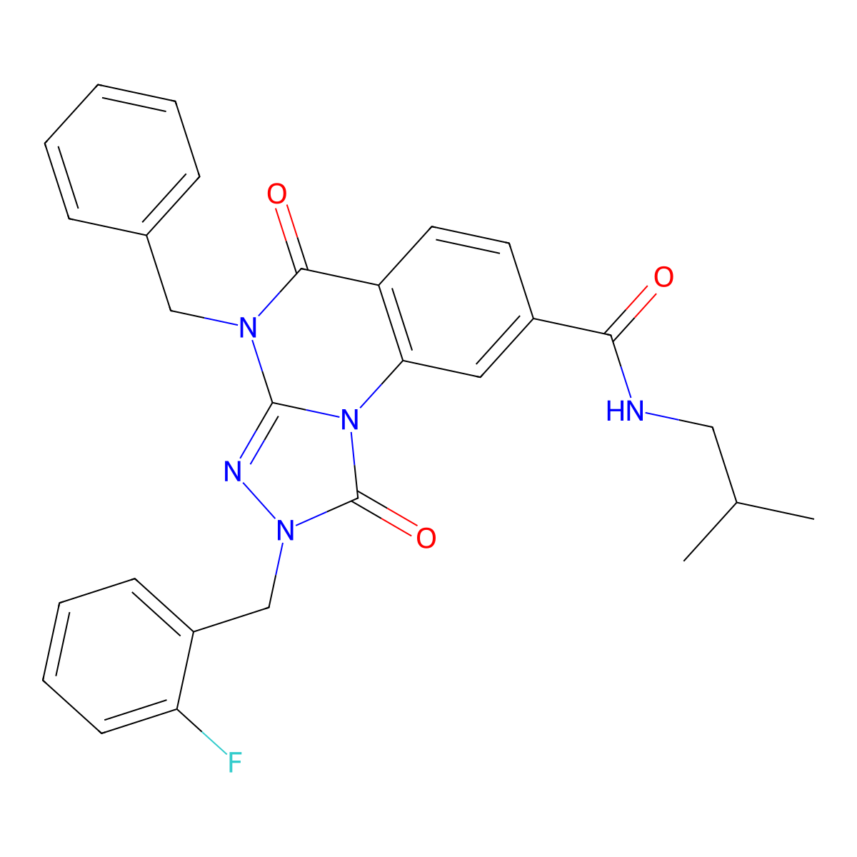 4-benzyl-2-(2-fluorobenzyl)-N-isobutyl-1,5-dioxo-1,2,4,5-tetrahydro-[1,2,4]triazolo[4,3-a]quinazoline-8-carboxamide molecular structure, CAS 1105212-54-1