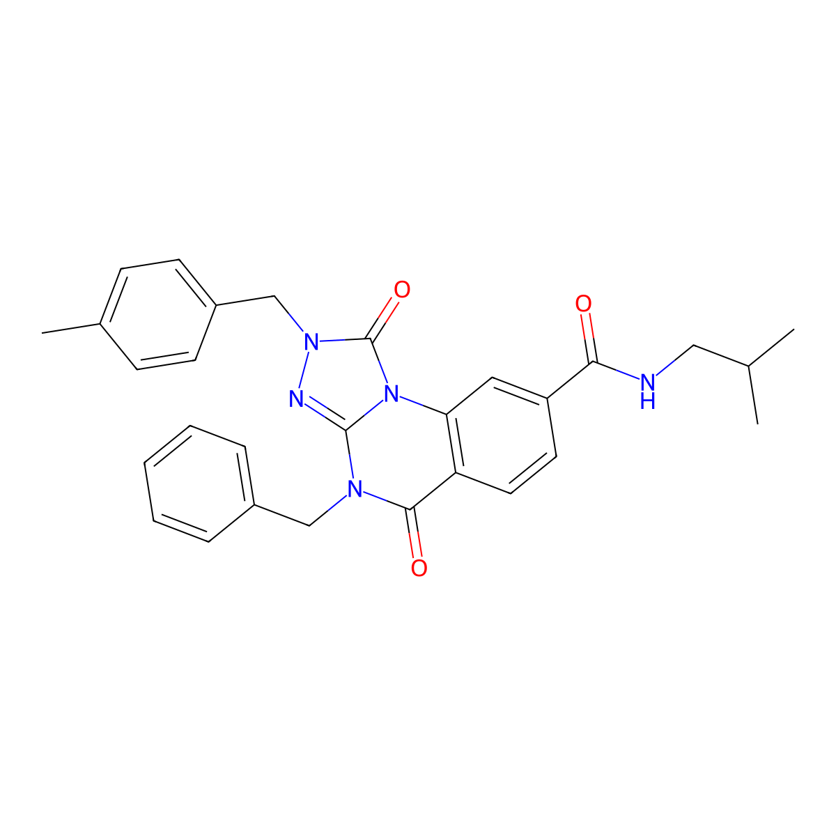 4-benzyl-2-[(4-methylphenyl)methyl]-N-(2-methylpropyl)-1,5-dioxo-1H,2H,4H,5H-[1,2,4]triazolo[4,3-a]quinazoline-8-carboxamide molecular structure, CAS 1105212-60-9