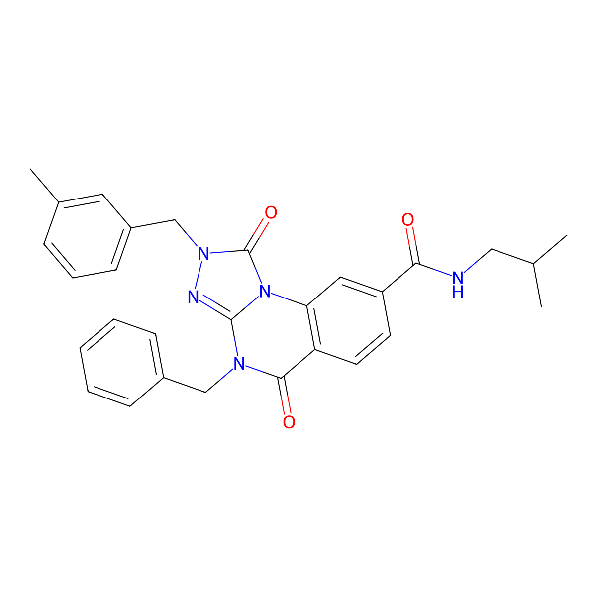 4-benzyl-N-isobutyl-2-(3-methylbenzyl)-1,5-dioxo-1,2,4,5-tetrahydro-[1,2,4]triazolo[4,3-a]quinazoline-8-carboxamide molecular structure, CAS 1105212-66-5