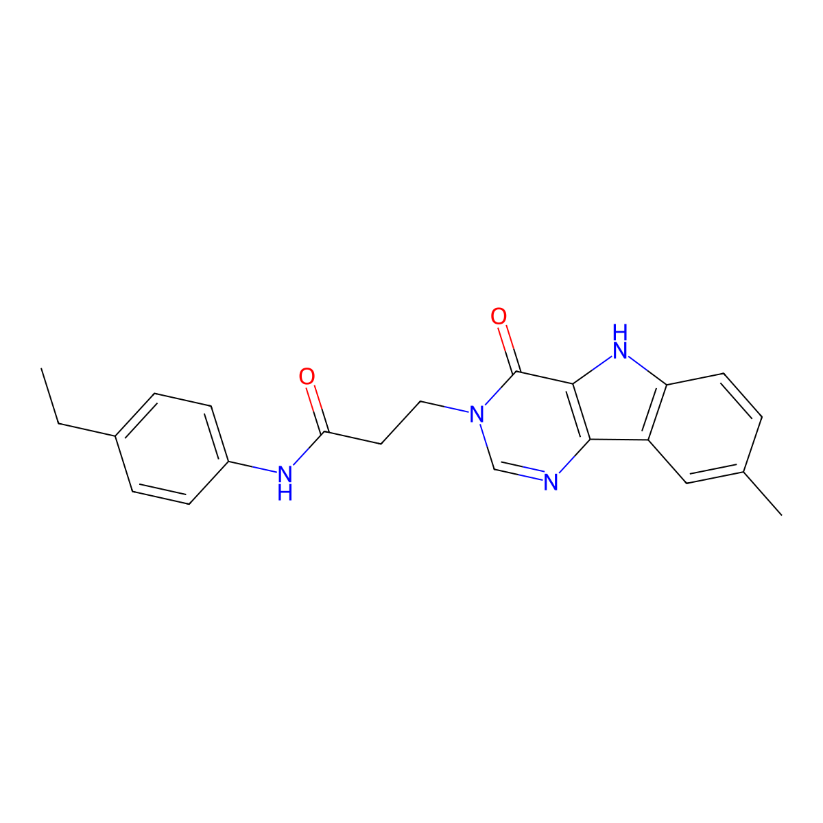 N-(4-ethylphenyl)-3-(8-methyl-4-oxo-4,5-dihydro-3H-pyrimido[5,4-b]indol-3-yl)propanamide molecular structure, CAS 1105212-69-8