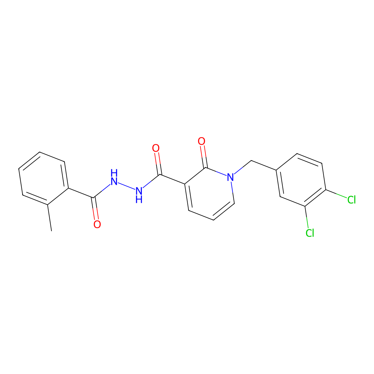1-(3,4-dichlorobenzyl)-N'-(2-methylbenzoyl)-2-oxo-1,2-dihydropyridine-3-carbohydrazide molecular structure, CAS 1105212-70-1