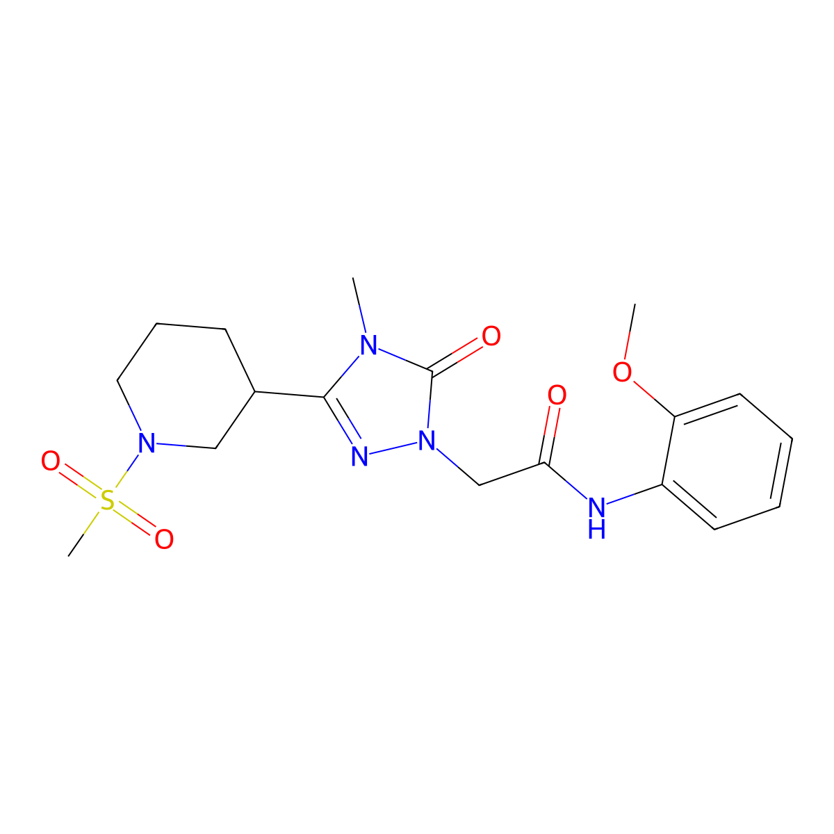 N-(2-methoxyphenyl)-2-(4-methyl-3-(1-(methylsulfonyl)piperidin-3-yl)-5-oxo-4,5-dihydro-1H-1,2,4-triazol-1-yl)acetamide molecular structure, CAS 1105212-73-4