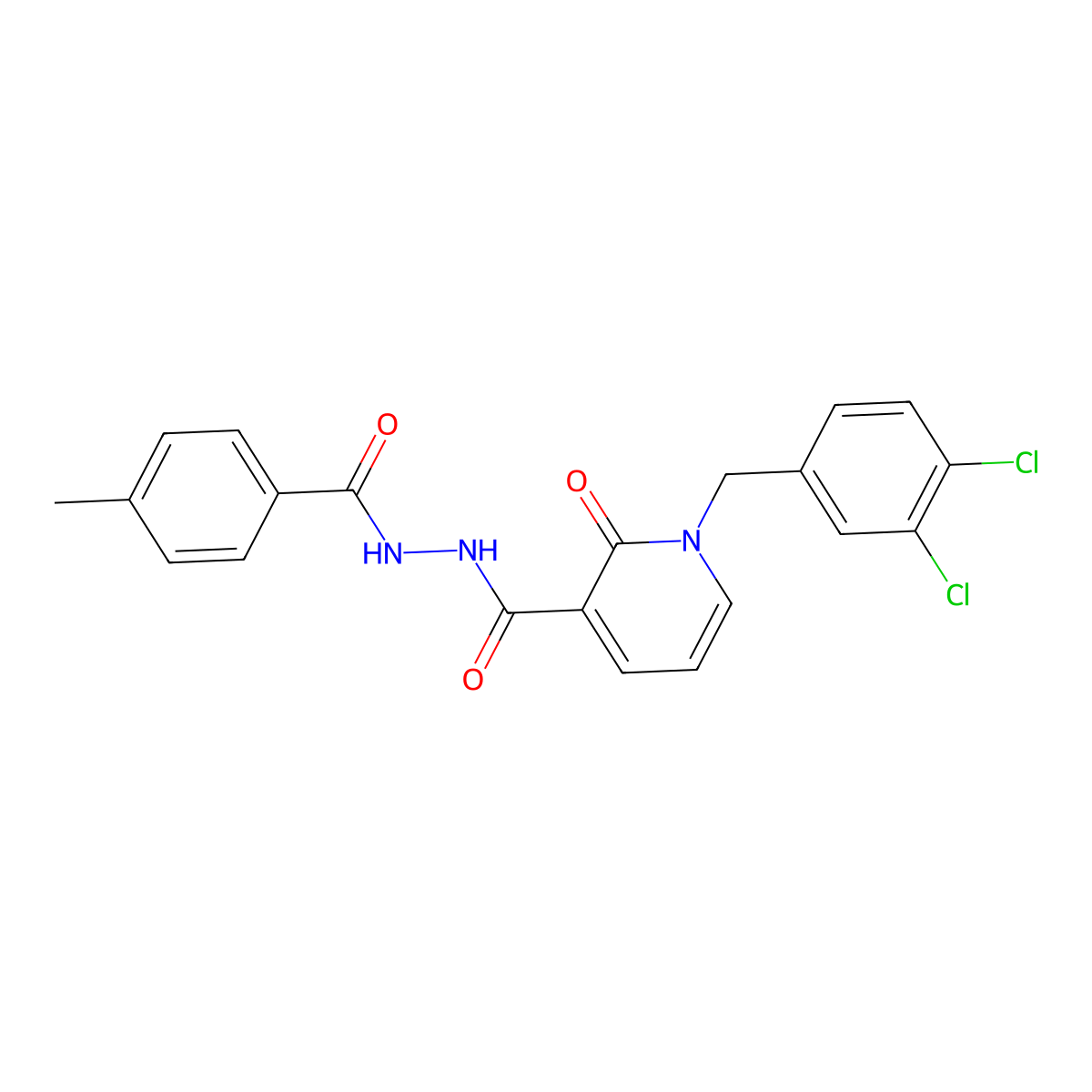 1-(3,4-dichlorobenzyl)-N'-(4-methylbenzoyl)-2-oxo-1,2-dihydropyridine-3-carbohydrazide molecular structure, CAS 1105212-76-7