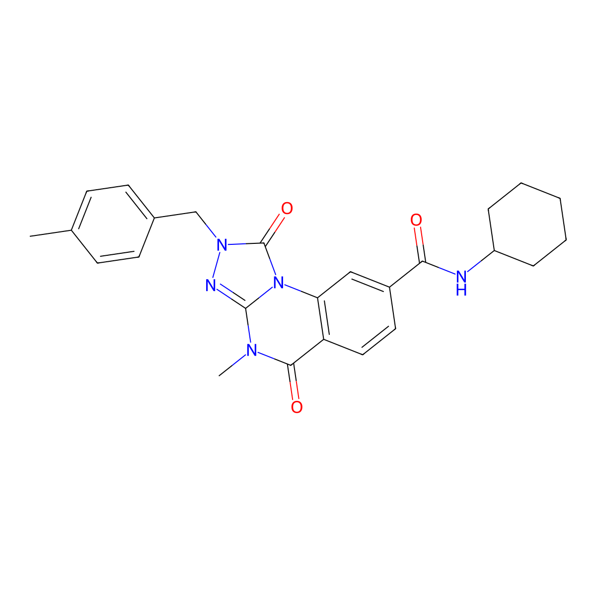 N-cyclohexyl-4-methyl-2-[(4-methylphenyl)methyl]-1,5-dioxo-1H,2H,4H,5H-[1,2,4]triazolo[4,3-a]quinazoline-8-carboxamide molecular structure, CAS 1105212-78-9