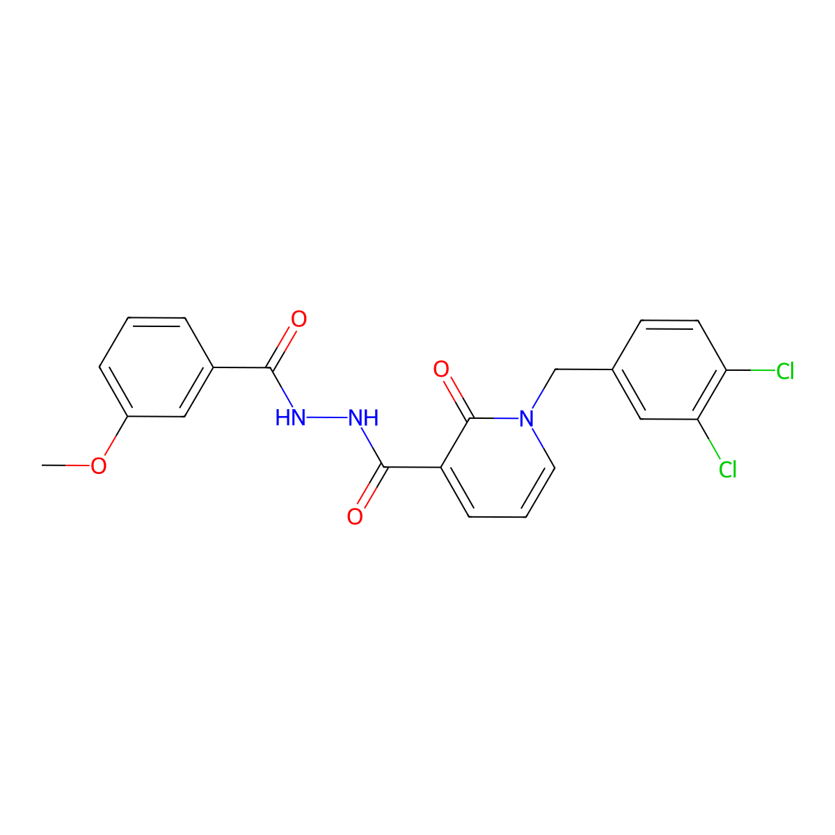 1-(3,4-dichlorobenzyl)-N'-(3-methoxybenzoyl)-2-oxo-1,2-dihydropyridine-3-carbohydrazide molecular structure, CAS 1105212-81-4