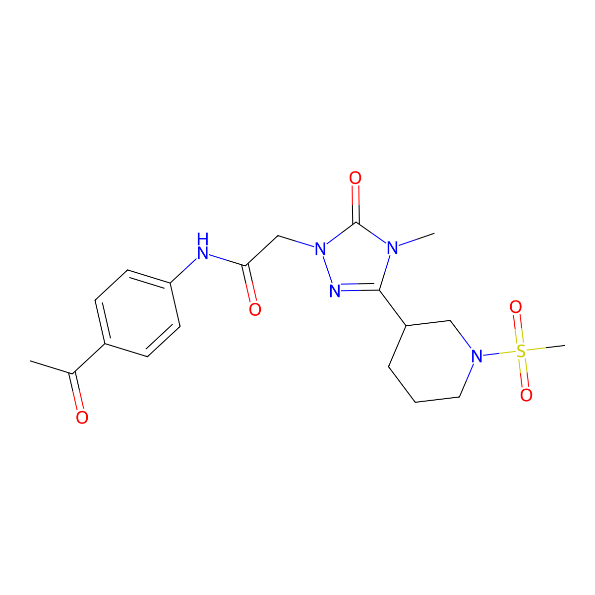 N-(4-acetylphenyl)-2-(4-methyl-3-(1-(methylsulfonyl)piperidin-3-yl)-5-oxo-4,5-dihydro-1H-1,2,4-triazol-1-yl)acetamide molecular structure, CAS 1105212-85-8