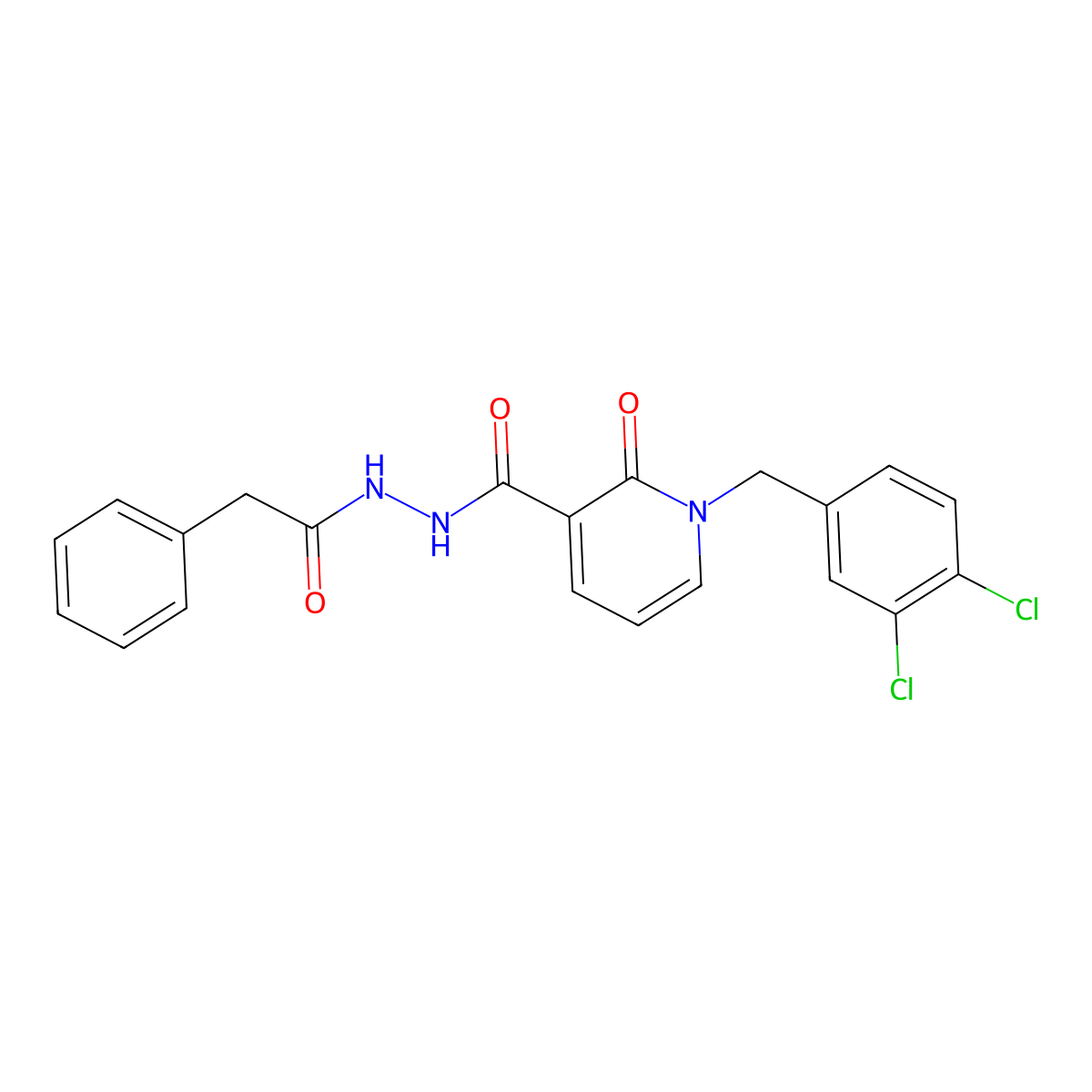 1-(3,4-dichlorobenzyl)-2-oxo-N'-(2-phenylacetyl)-1,2-dihydropyridine-3-carbohydrazide molecular structure, CAS 1105212-90-5