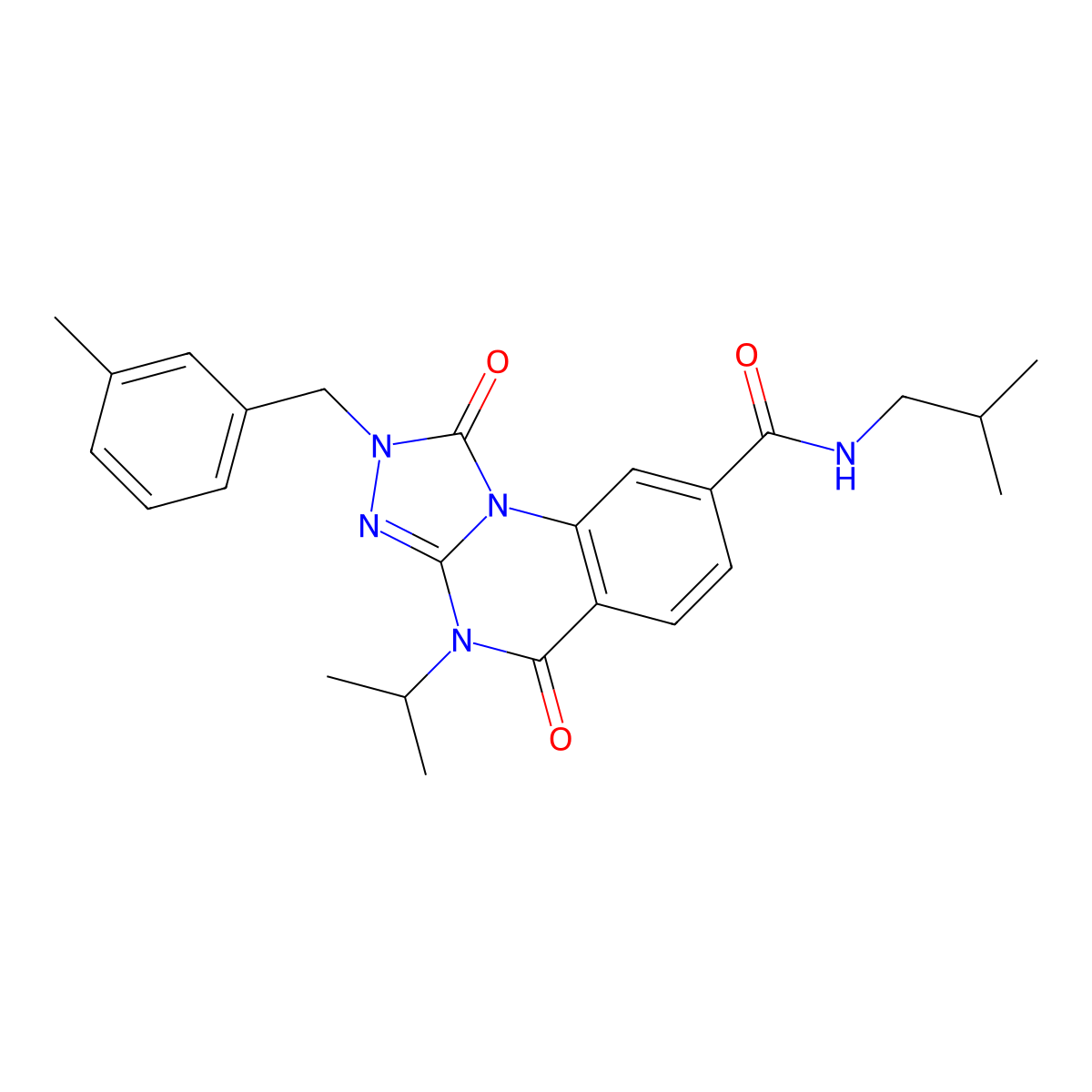 2-[(3-methylphenyl)methyl]-N-(2-methylpropyl)-1,5-dioxo-4-(propan-2-yl)-1H,2H,4H,5H-[1,2,4]triazolo[4,3-a]quinazoline-8-carboxamide molecular structure, CAS 1105212-95-0