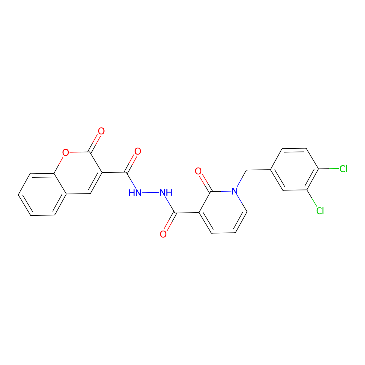 1-(3,4-dichlorobenzyl)-2-oxo-N'-(2-oxo-2H-chromene-3-carbonyl)-1,2-dihydropyridine-3-carbohydrazide molecular structure, CAS 1105212-96-1