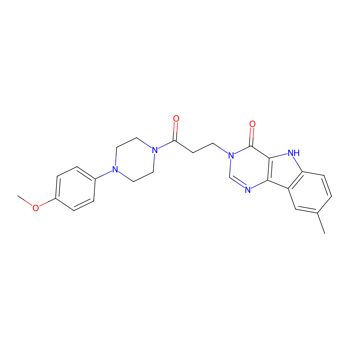 3-{3-[4-(4-methoxyphenyl)piperazin-1-yl]-3-oxopropyl}-8-methyl-3,5-dihydro-4H-pyrimido[5,4-b]indol-4-one molecular structure, CAS 1105212-98-3