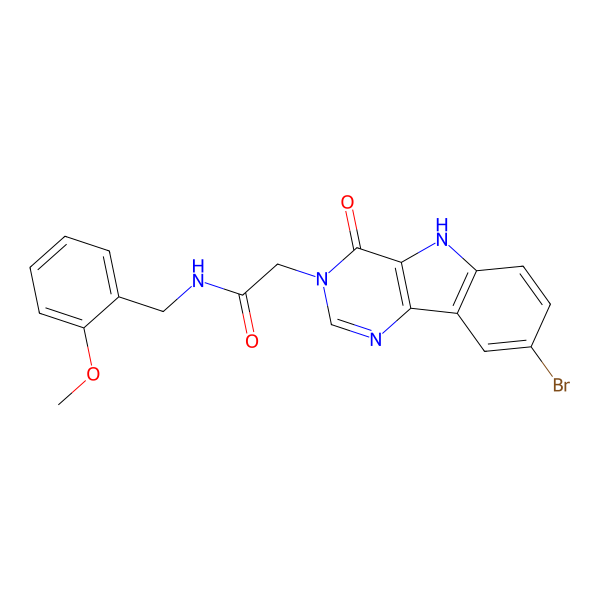 2-(8-bromo-4-oxo-4,5-dihydro-3H-pyrimido[5,4-b]indol-3-yl)-N-(2-methoxybenzyl)acetamide molecular structure, CAS 1105213-01-1