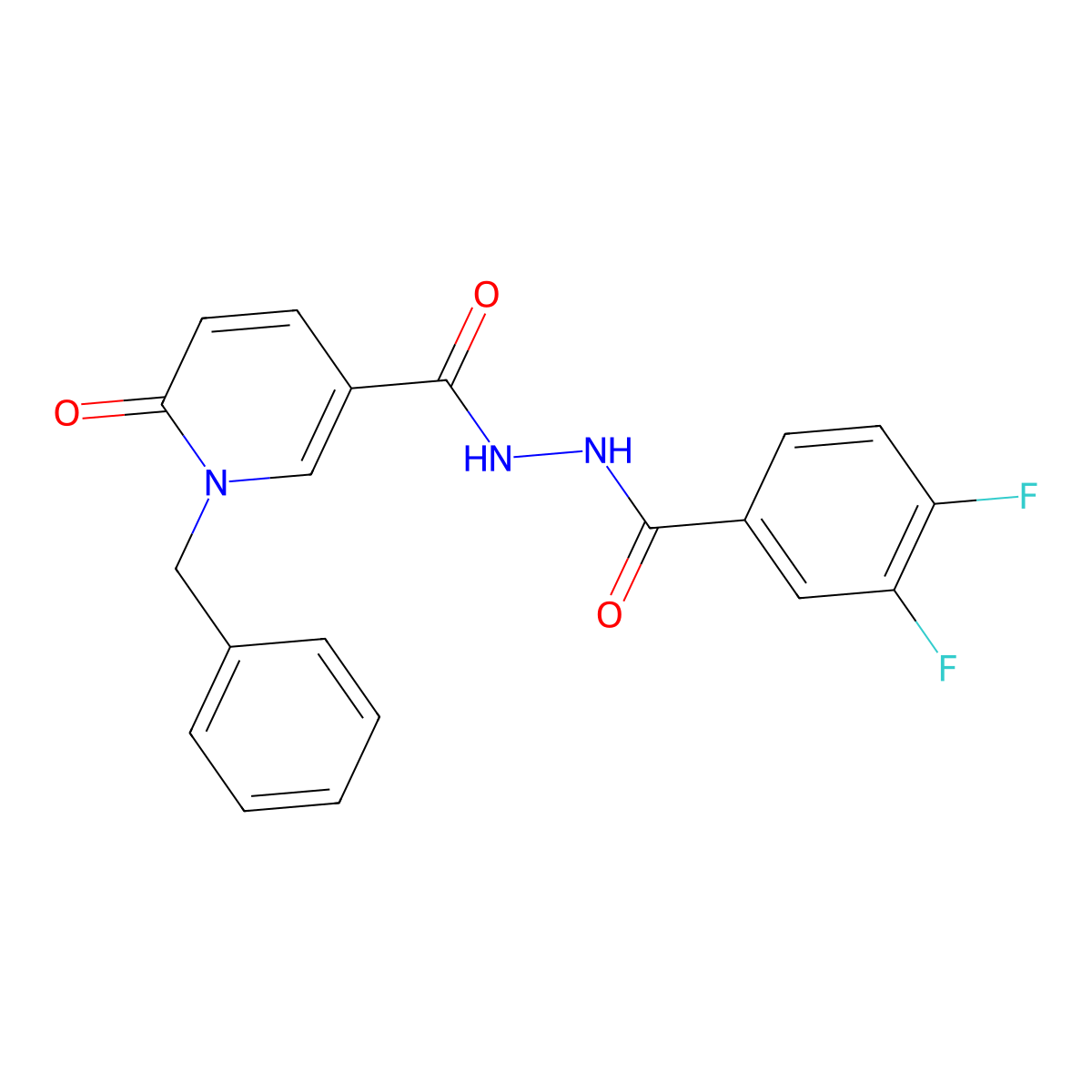 N'-(1-benzyl-6-oxo-1,6-dihydropyridine-3-carbonyl)-3,4-difluorobenzohydrazide molecular structure, CAS 1105213-02-2