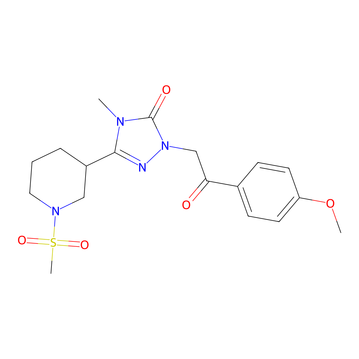 1-(2-(4-methoxyphenyl)-2-oxoethyl)-4-methyl-3-(1-(methylsulfonyl)piperidin-3-yl)-1H-1,2,4-triazol-5(4H)-one molecular structure, CAS 1105213-03-3
