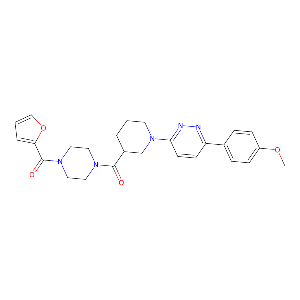 (4-(Furan-2-carbonyl)piperazin-1-yl)(1-(6-(4-methoxyphenyl)pyridazin-3-yl)piperidin-3-yl)methanone molecular structure, CAS 1105213-06-6