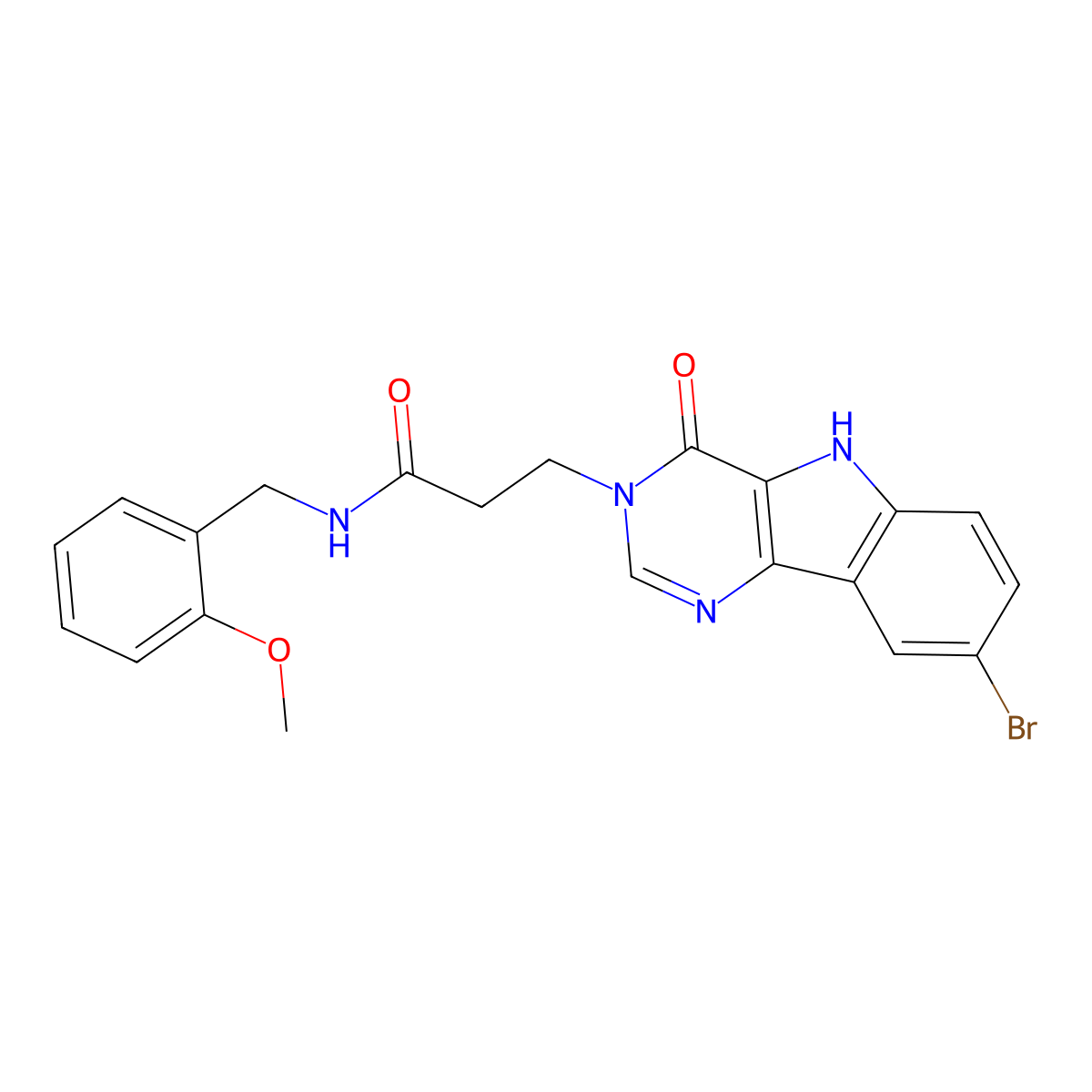 3-(8-bromo-4-oxo-4,5-dihydro-3H-pyrimido[5,4-b]indol-3-yl)-N-(2-methoxybenzyl)propanamide molecular structure, CAS 1105213-07-7