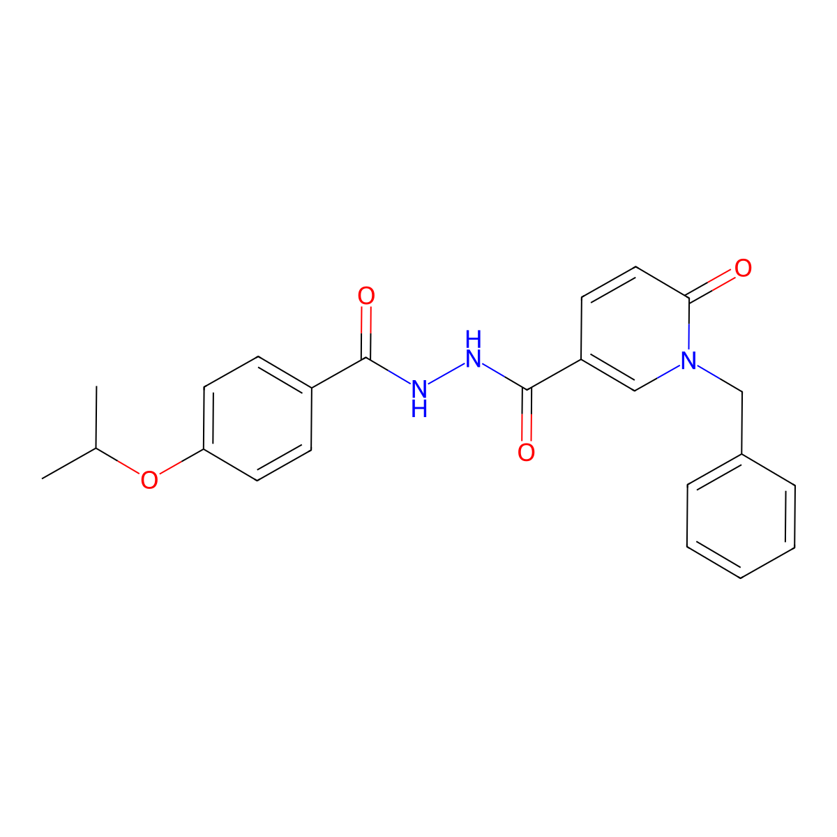 1-benzyl-N'-(4-isopropoxybenzoyl)-6-oxo-1,6-dihydropyridine-3-carbohydrazide molecular structure, CAS 1105213-14-6