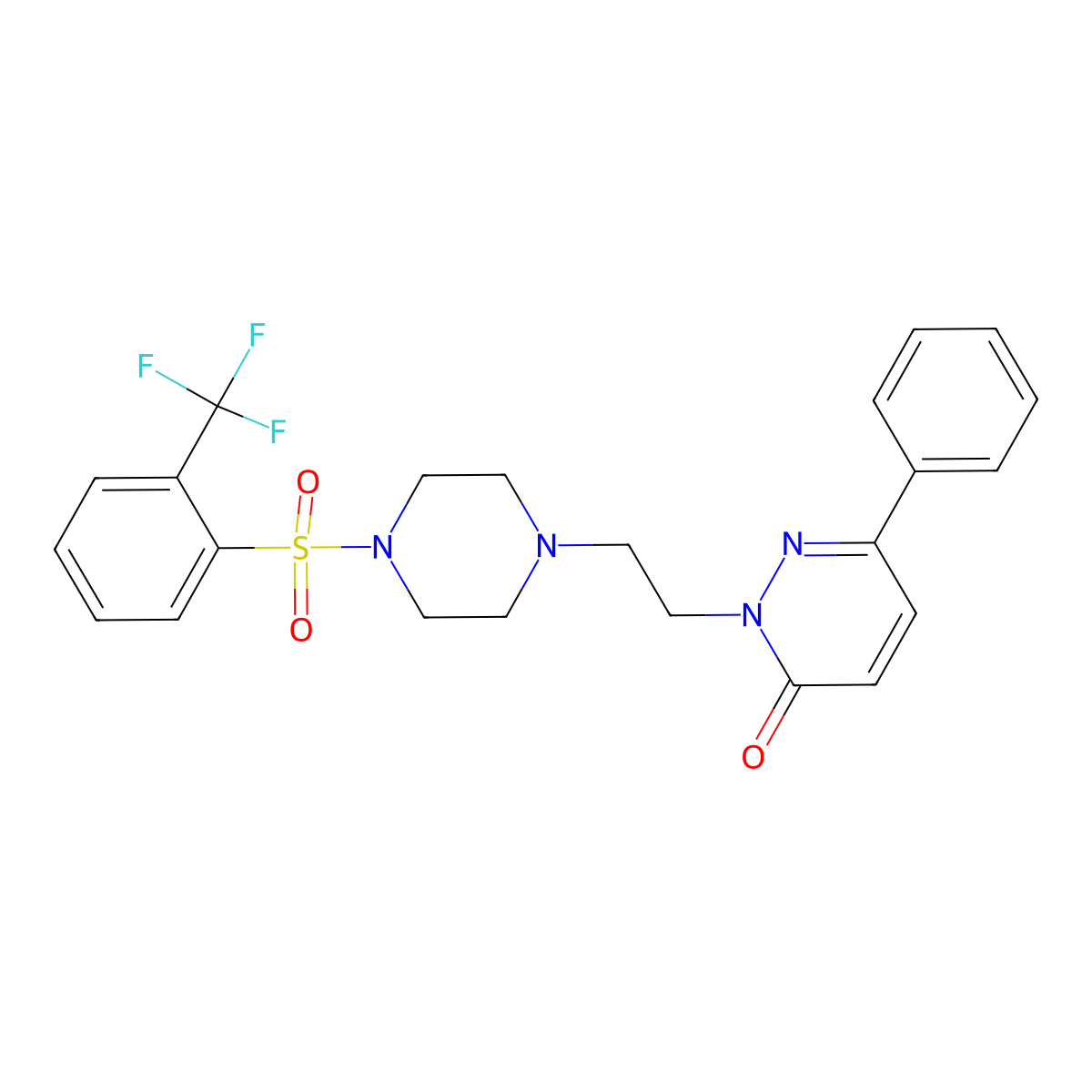 6-phenyl-2-(2-(4-((2-(trifluoromethyl)phenyl)sulfonyl)piperazin-1-yl)ethyl)pyridazin-3(2H)-one molecular structure, CAS 1105213-15-7