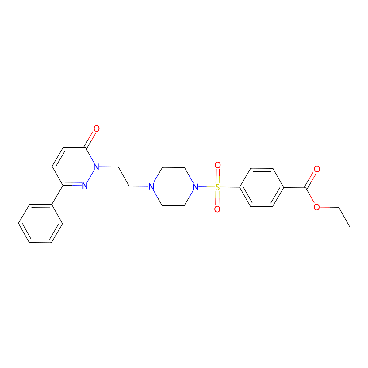 ethyl 4-((4-(2-(6-oxo-3-phenylpyridazin-1(6H)-yl)ethyl)piperazin-1-yl)sulfonyl)benzoate molecular structure, CAS 1105213-20-4