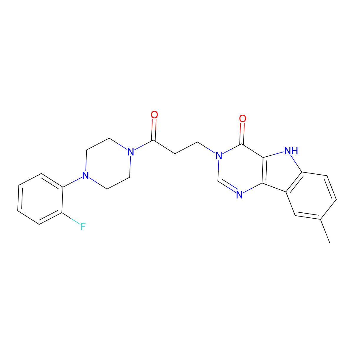 3-(3-(4-(2-fluorophenyl)piperazin-1-yl)-3-oxopropyl)-8-methyl-3H-pyrimido[5,4-b]indol-4(5H)-one molecular structure, CAS 1105213-21-5