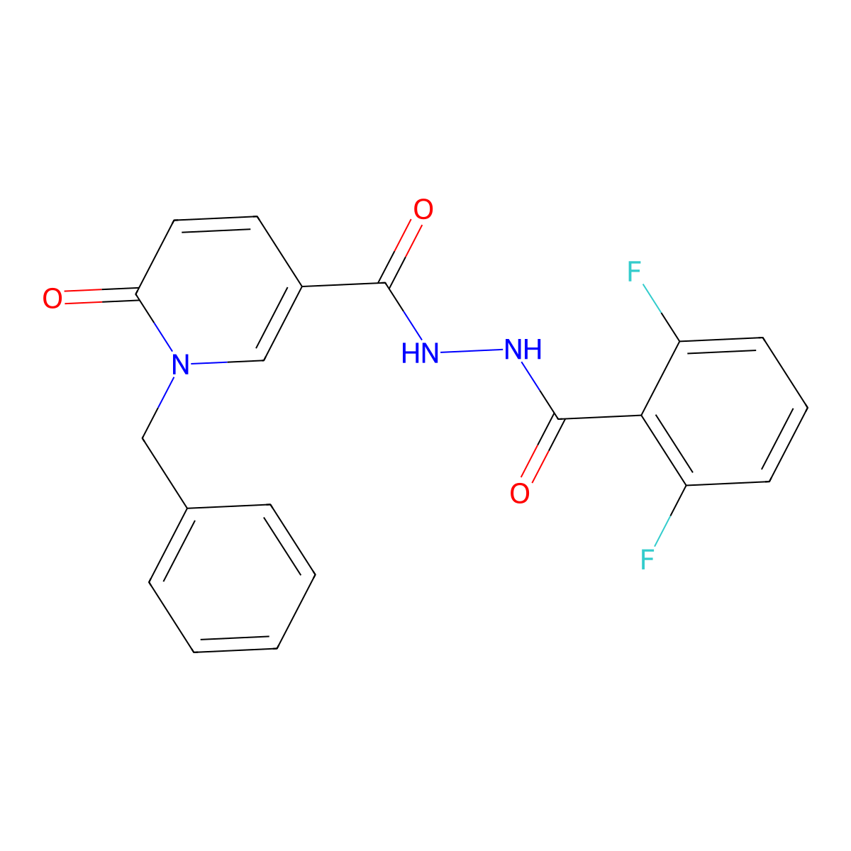 1-benzyl-N'-(2,6-difluorobenzoyl)-6-oxo-1,6-dihydropyridine-3-carbohydrazide molecular structure, CAS 1105213-23-7