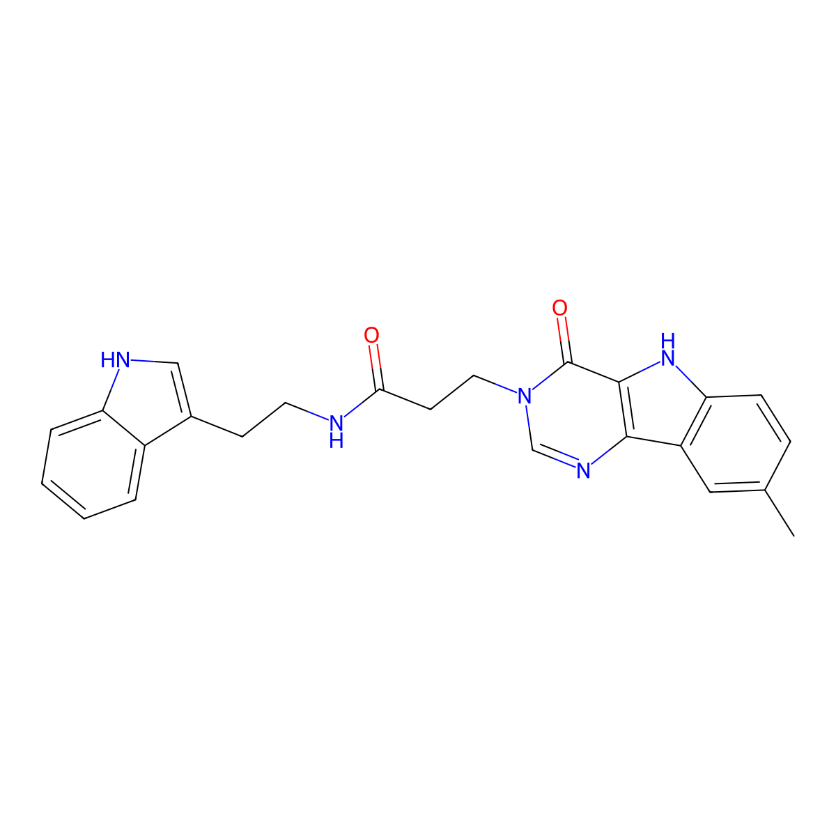 N-(2-(1H-indol-3-yl)ethyl)-3-(8-methyl-4-oxo-4,5-dihydro-3H-pyrimido[5,4-b]indol-3-yl)propanamide molecular structure, CAS 1105213-33-9