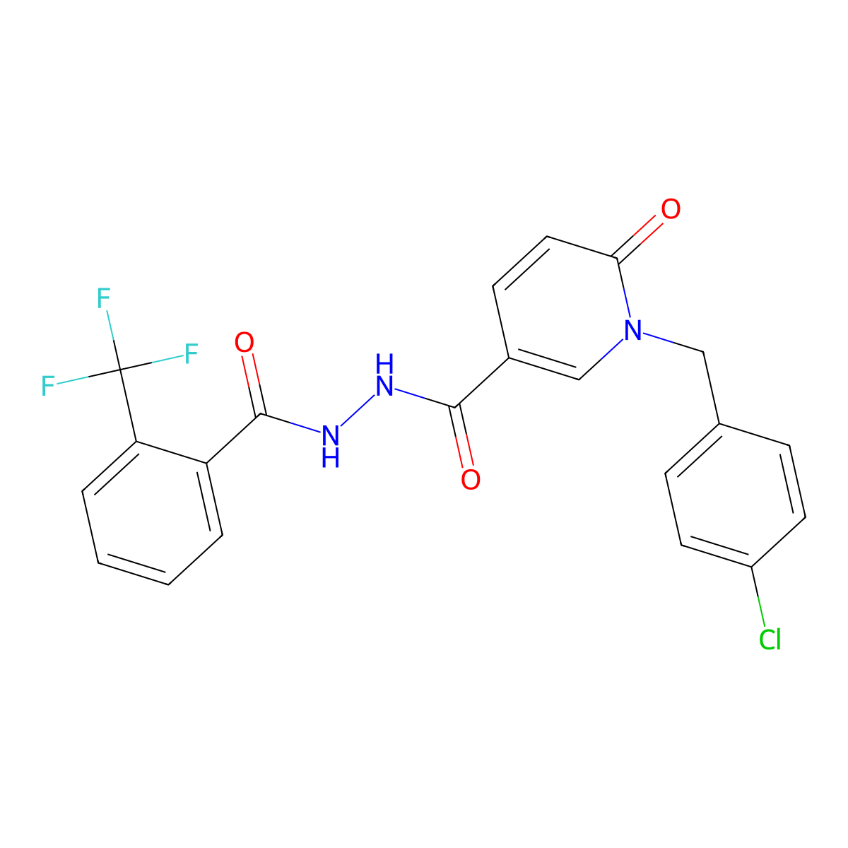 1-(4-chlorobenzyl)-6-oxo-N'-(2-(trifluoromethyl)benzoyl)-1,6-dihydropyridine-3-carbohydrazide molecular structure, CAS 1105213-35-1