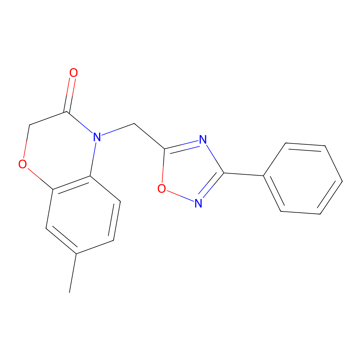 7-methyl-4-((3-phenyl-1,2,4-oxadiazol-5-yl)methyl)-2H-benzo[b][1,4]oxazin-3(4H)-one molecular structure, CAS 1105213-43-1