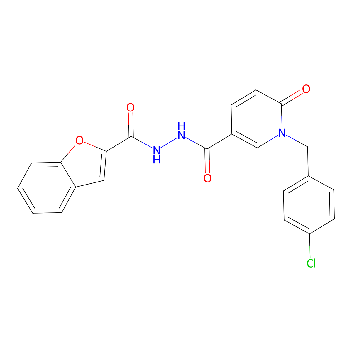N'-(benzofuran-2-carbonyl)-1-(4-chlorobenzyl)-6-oxo-1,6-dihydropyridine-3-carbohydrazide molecular structure, CAS 1105213-47-5
