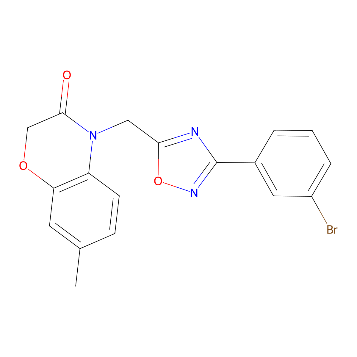 4-((3-(3-bromophenyl)-1,2,4-oxadiazol-5-yl)methyl)-7-methyl-2H-benzo[b][1,4]oxazin-3(4H)-one molecular structure, CAS 1105213-49-7