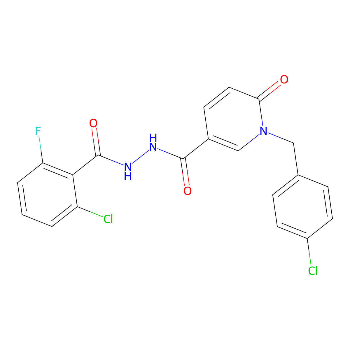 N'-(2-chloro-6-fluorobenzoyl)-1-(4-chlorobenzyl)-6-oxo-1,6-dihydropyridine-3-carbohydrazide molecular structure, CAS 1105213-53-3