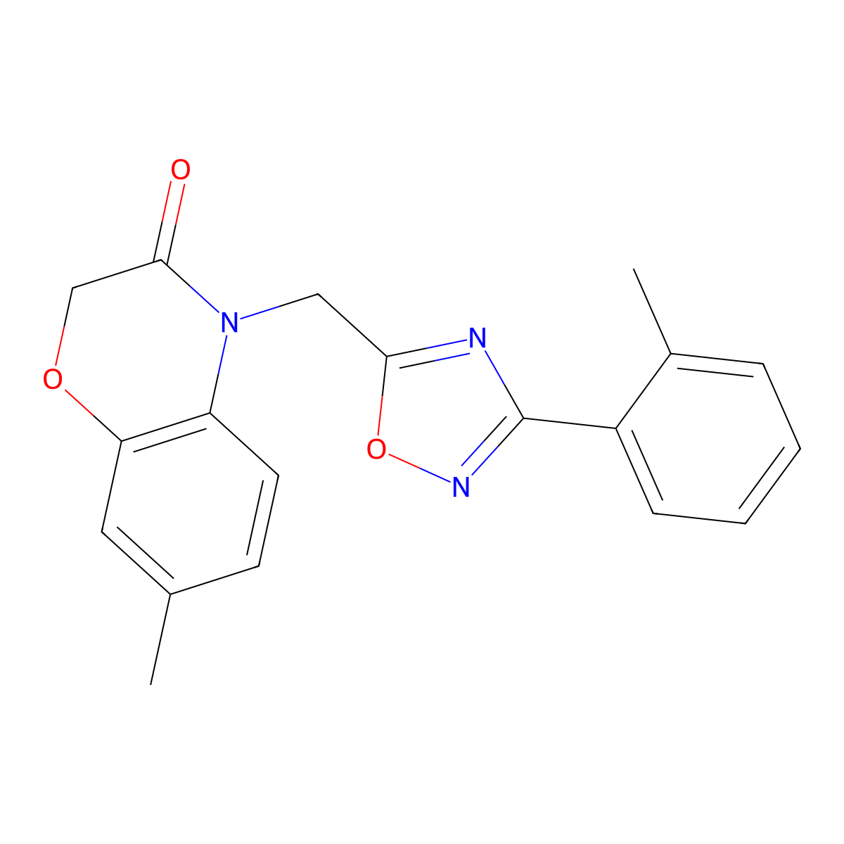 7-methyl-4-((3-(o-tolyl)-1,2,4-oxadiazol-5-yl)methyl)-2H-benzo[b][1,4]oxazin-3(4H)-one molecular structure, CAS 1105213-55-5