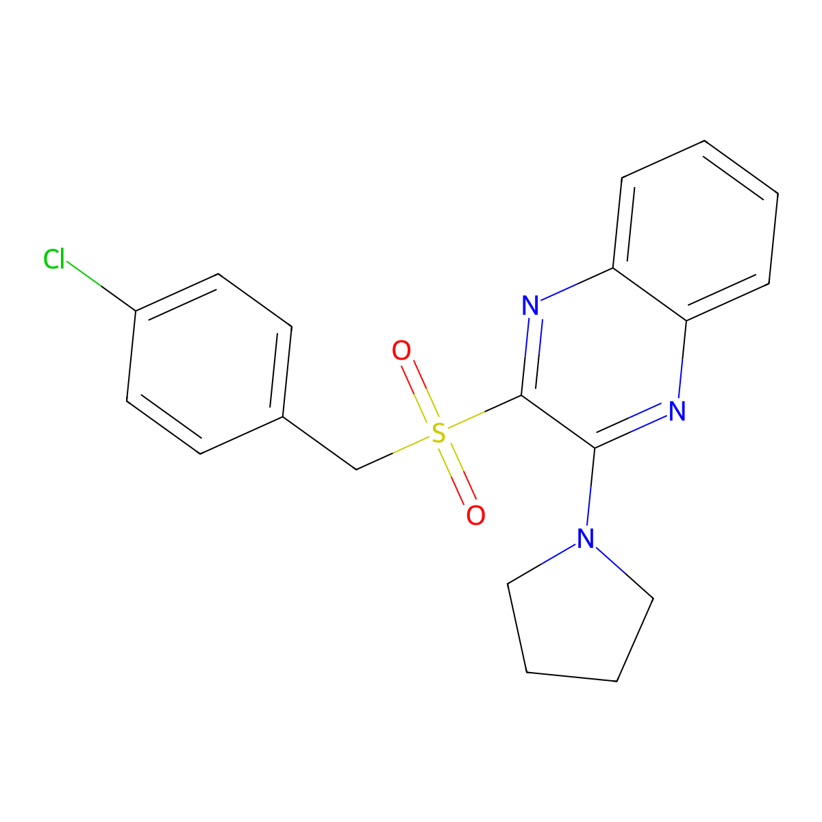 2-[(4-Chlorobenzyl)sulfonyl]-3-pyrrolidin-1-ylquinoxaline molecular structure, CAS 1105213-57-7