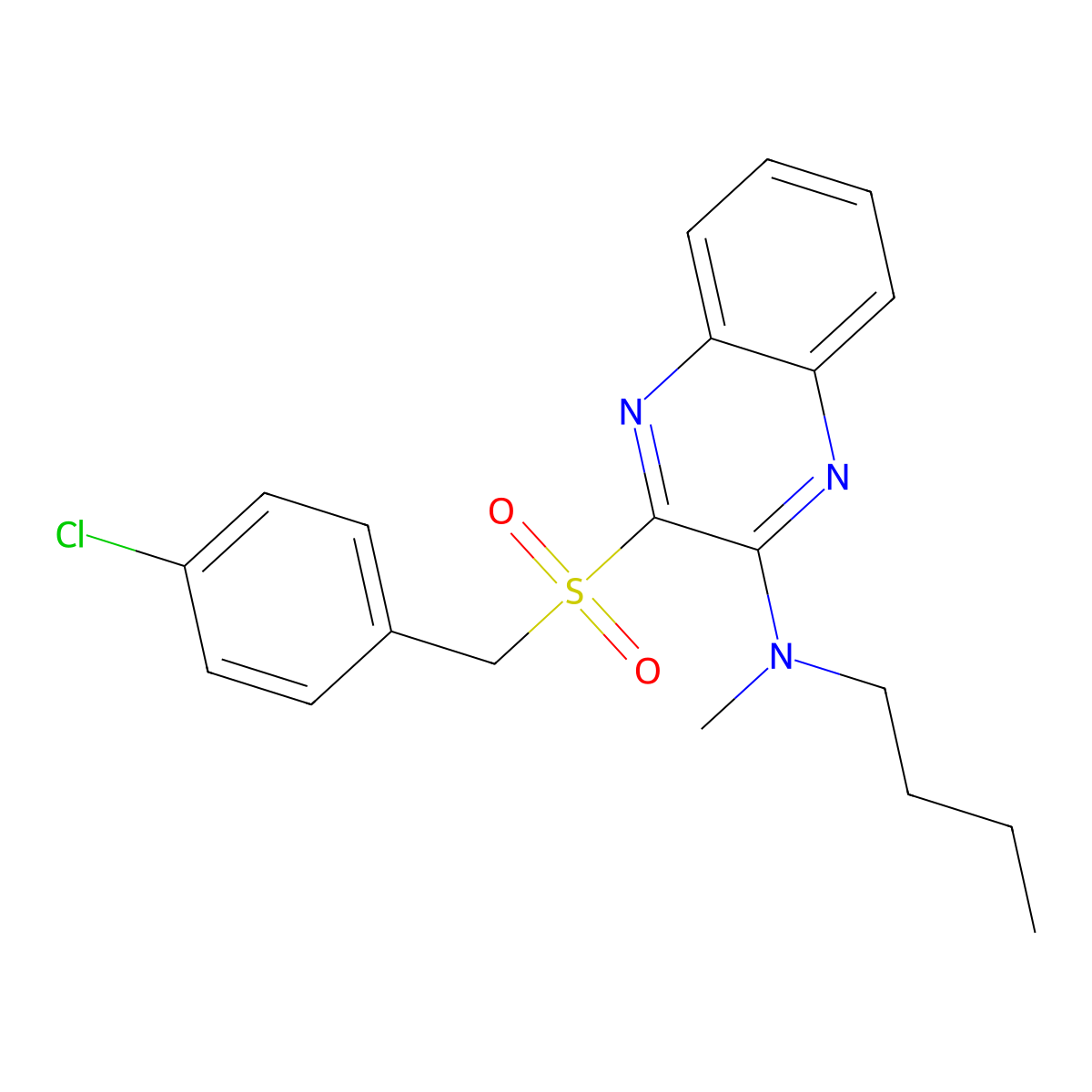 N-butyl-3-((4-chlorobenzyl)sulfonyl)-N-methylquinoxalin-2-amine molecular structure, CAS 1105213-63-5