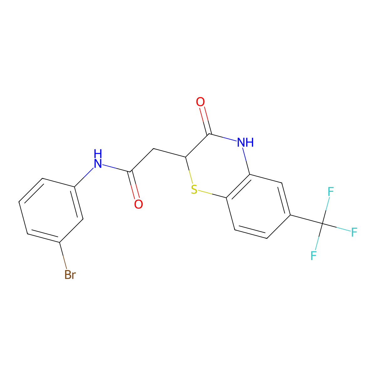N-(3-bromophenyl)-2-[3-oxo-6-(trifluoromethyl)-3,4-dihydro-2H-1,4-benzothiazin-2-yl]acetamide molecular structure, CAS 1105213-65-7