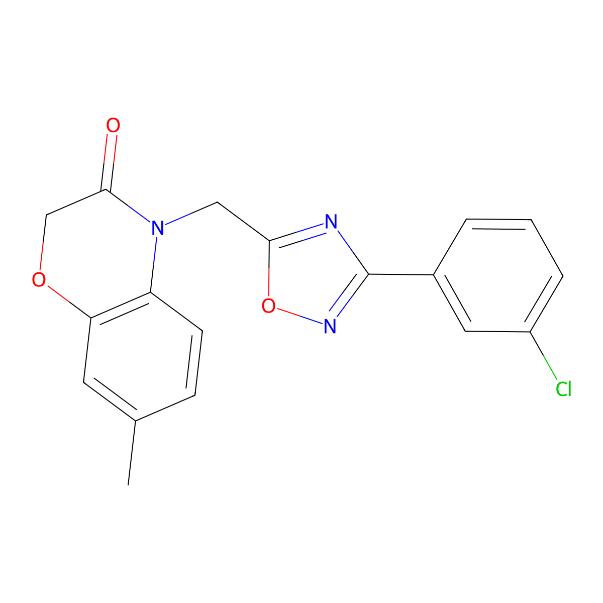 4-((3-(3-chlorophenyl)-1,2,4-oxadiazol-5-yl)methyl)-7-methyl-2H-benzo[b][1,4]oxazin-3(4H)-one molecular structure, CAS 1105213-67-9